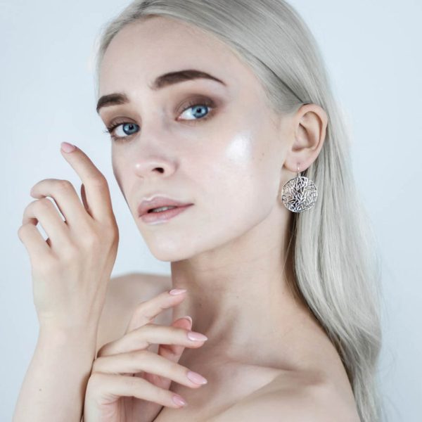 Foliage Earrings, Silver Hot on Sale - Image 2