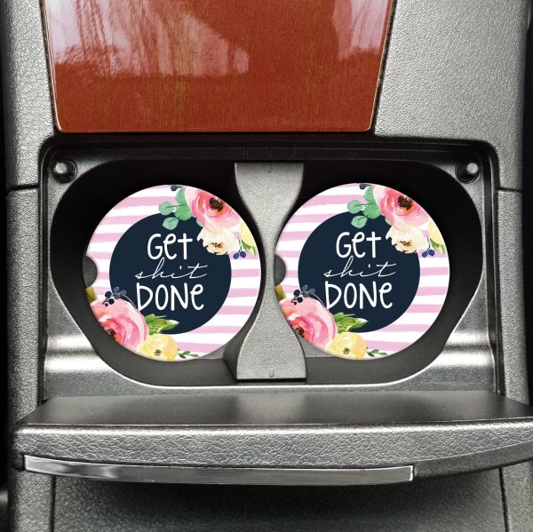 Get Shit Done - Funny Coasters on the Go - Car Travel Coasters - Car or Truck Sandstone Coasters, Get Stuff Done, Motivational coasters For Discount